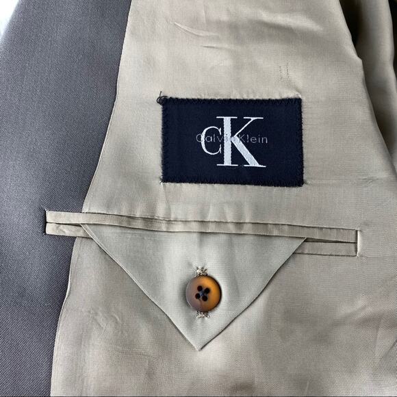 CALVIN KLEIN Gray Wool Suit Blazer Jacket Top One Piece Size 42R - Picture 5 of 8